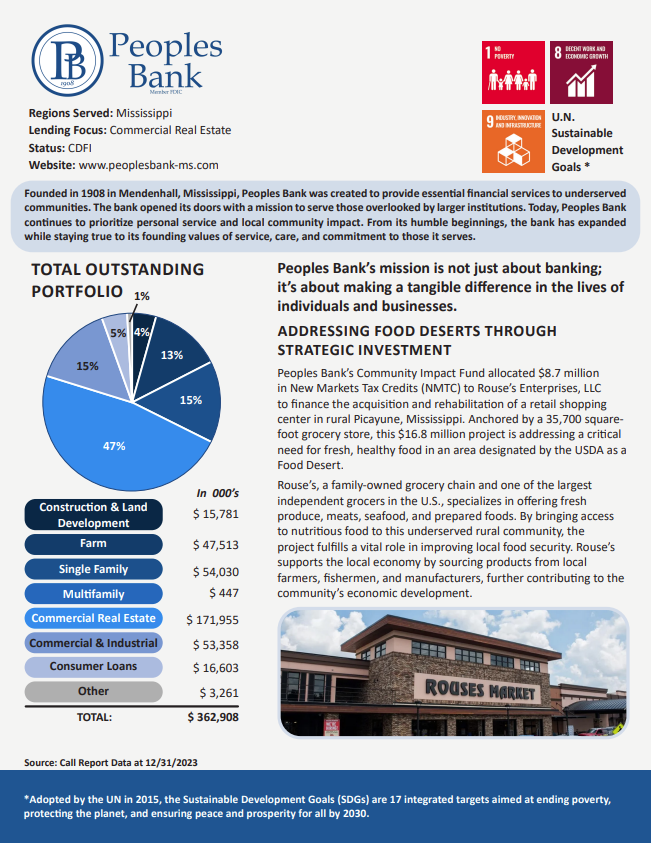 Peoples Bank Impact Sheet First Page